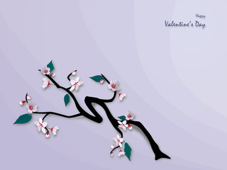 Wall Mural - cherry blossoms / flowers , happy valentine's day - vector card , background ( love , romantic , val