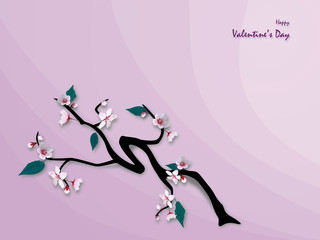 Wall Mural - cherry blossoms / flowers , happy valentine's day - vector card , background ( love , romantic , val