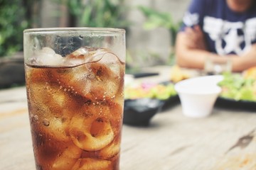 Wall Mural - Cola with ice cubes