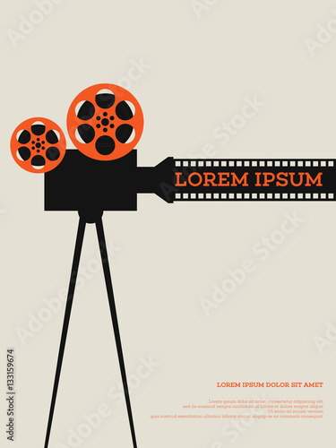 Poster Movie film reel and filmstrip vintage poster vector illustration
