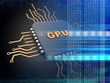 3d illustration of electronic microprocessor over black background with gpu sign