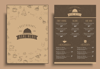 Fototapete - Design a menu for a cafe or restaurant in a retro style.