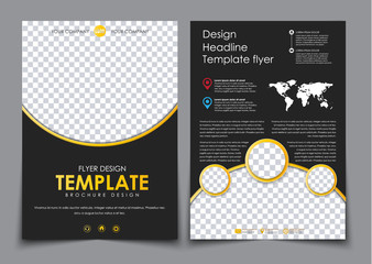 Wall Mural - design 2 pages of a4 black with yellow elements.