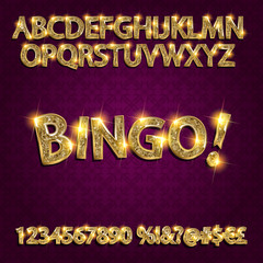 Wall Mural - Bingo. Golden glowing alphabet