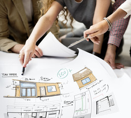 Wall Mural - House Layout Floorplan Blueprint Sketch Concept