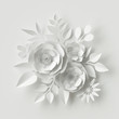 canvas print picture - 3d render, digital illustration, white paper flowers, wedding floral background, Valentine's day 