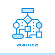 Linear workflow icon for new business. Pictogram in outline style. Vector modern flat icon suitable for print, presentation and website