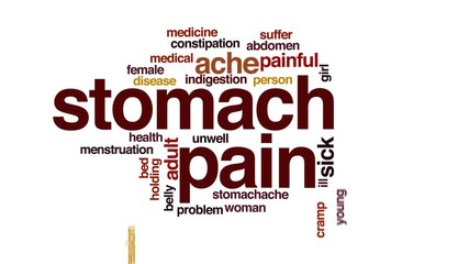 Poster - Stomach pain animated word cloud.