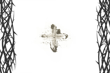 Wall Mural - Cross made of ashes, Lent season background