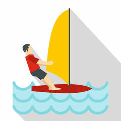Wall Mural - Windsurfing icon, flat style
