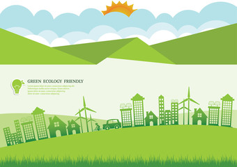 Ecology connection  concept background . Vector infographic illu