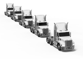 Wall Mural - Trucks Fleet concept / 3D render image representing a fleet of trucks 