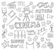 Set of hand drawn cinema icons