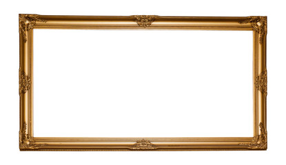 Wall Mural - Rectangle wooden frame. Gold museum frame 