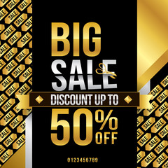 Wall Mural - Big sale up to 50% off  with gold theme design. Vector illustration