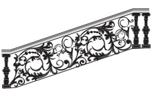 Stair Railing Vector. Wrought Iron Stairs Railing