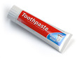 Ttoothpaste containers on white isolated background.