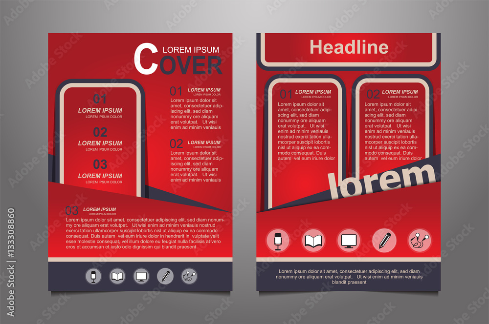Red Vector annual report Leaflet Brochure Flyer template design, book ...