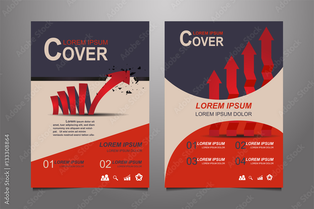 Red Vector annual report Leaflet Brochure Flyer template design, book ...