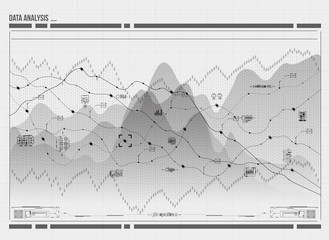 Wall Mural - Data analysis visualization. Futuristic infographic. Information aesthetic design. Visual data complexity. Social network representation. Abstract data graph.