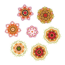 Set Of Kaleidoscopic Background Pictures From Elements Of Vegetarian Sandwich With Fried Wild Yellow Oiled Boletuses And Red Whortleberry