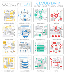 Fototapete - Infographics mini concept Cloud data icons for web. Premium quality design web graphics icons elements. Cloud big data concepts.
