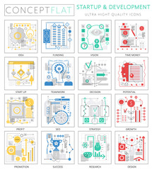 Wall Mural - Infographics mini concept startup and development icons for web. Premium quality design web graphics icons elements. Start-up concepts.