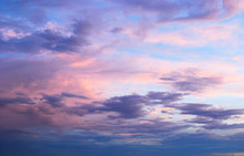 Early Morning Spring Summer Pink And Blue Cloudy Sky