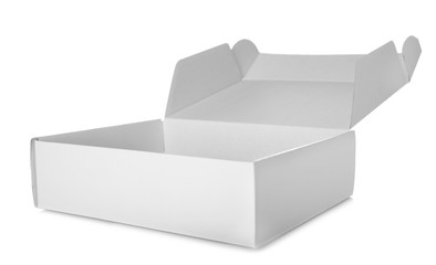 Open cardboard box on white background