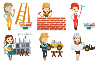 Wall Mural - Vector set of constructors and builders characters