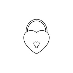 Lock heart shaped line icon, Love sign Valentine's day, love concept, vector graphics, a linear pattern on a white background, eps 10.