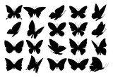 Fototapeta Dinusie - Set of butterfly silhouettes