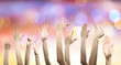 © Sergey Nivens - Group of people rise hands . Mixed media