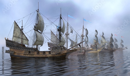 Sailboats On The Sea 3D Illustration