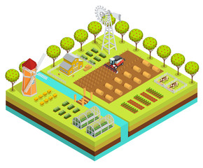 colored farm isometric