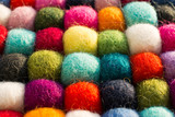 Fototapeta Tęcza - Geometric background with balls of colored synthetic wool