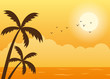 © Sumstock - Tropical beach summer sunset scene with palm tress silhouette