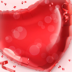 Wall Mural - Happy Valentin Day. Red heart toy balloon vector background