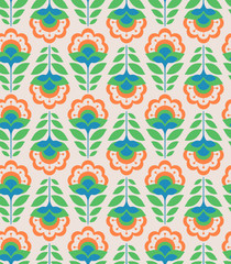 Poster - seamless retro pattern with flowers