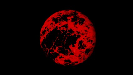 Wall Mural - Abstract red planet is moving . Mysterious red planets rotating in an Galaxy. Cosmos fire blazing planets. 3D animation on space theme. 
