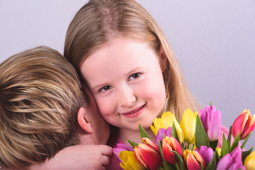 Wall Mural - Feast of mother and daughter with tulips