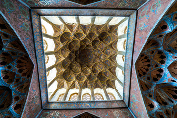 Canvas Print - Ceiling of Music Hall in Ali Qapu palace in Isfahan city, Iran