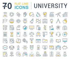 Wall Mural - set vector flat line icons university
