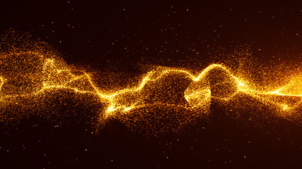 Wall Mural - gold energy wave particle element.