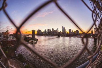 Wall Mural - Brooklyn bridge and downtown skyline in New York