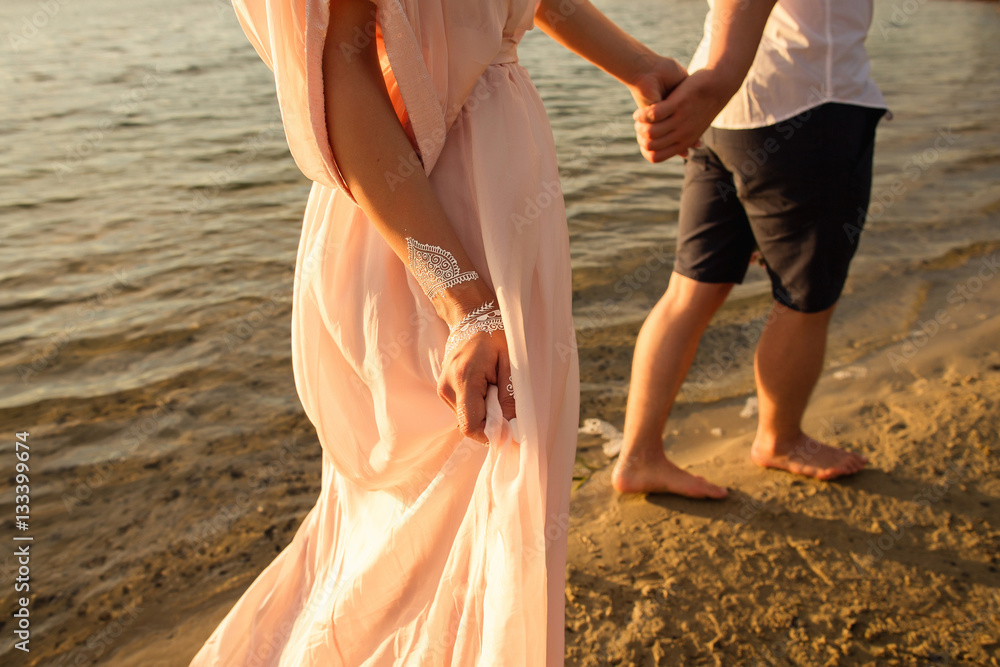 Indian couple on honeymoon beach