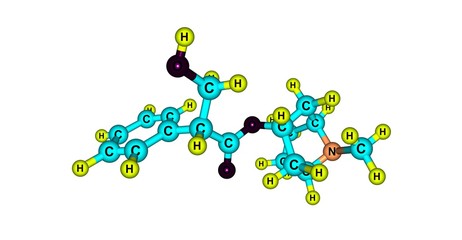 Wall Mural - Hyoscyamine molecular structure isolated on white