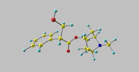 Sticker - Hyoscyamine molecular structure isolated on grey