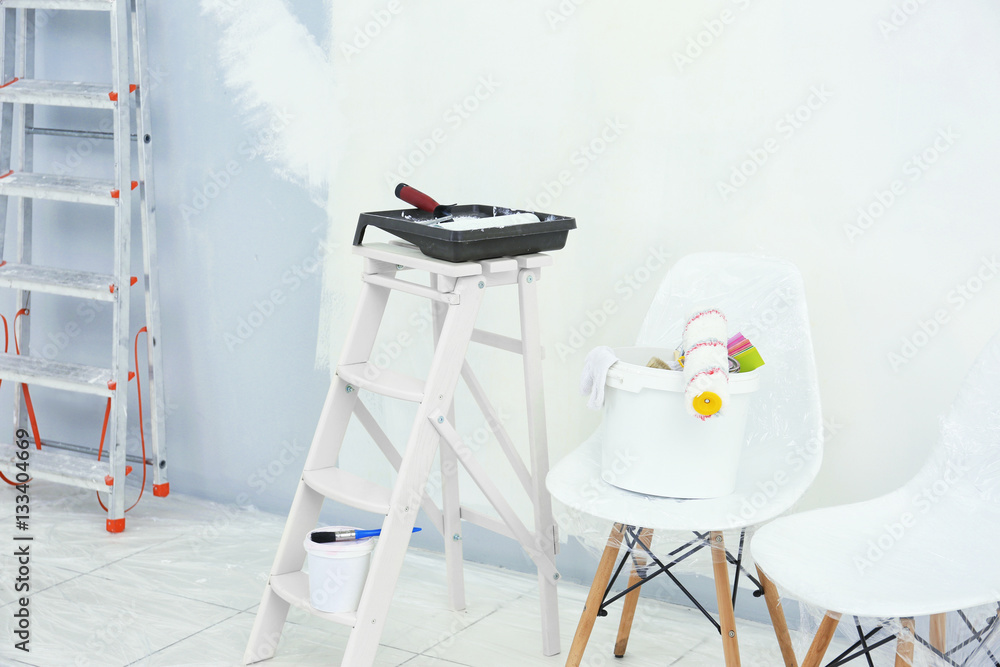 Set of tools and instruments for making repair in flat