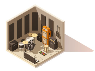 Wall Mural - Vector isometric low poly recording studio icon